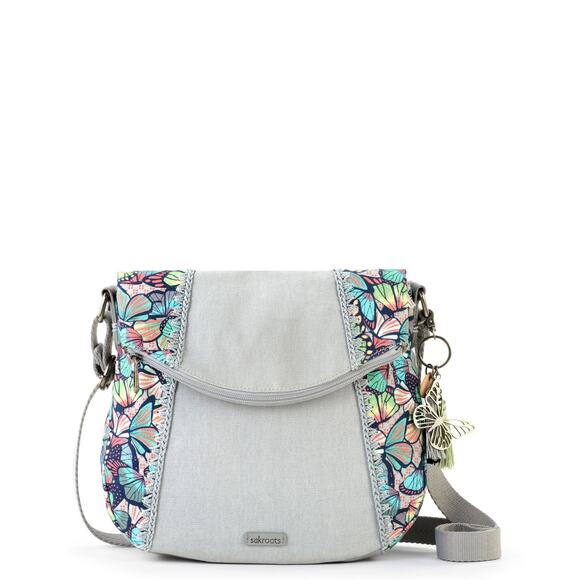 Sakroots Gray Fold Over Butterfly Crossbody Bag - Picture 1 of 7